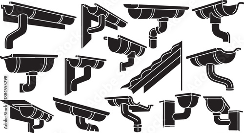 Various Security Camera Icons in Black and White Color