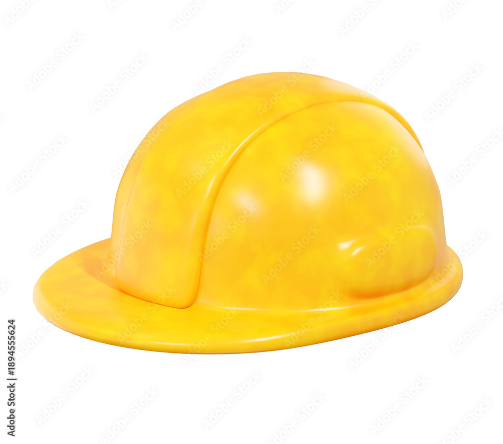 Fototapeta premium Yellow safety helmet 3d illustration icon for construction site worker and industrial engineering project isolated on transparent background