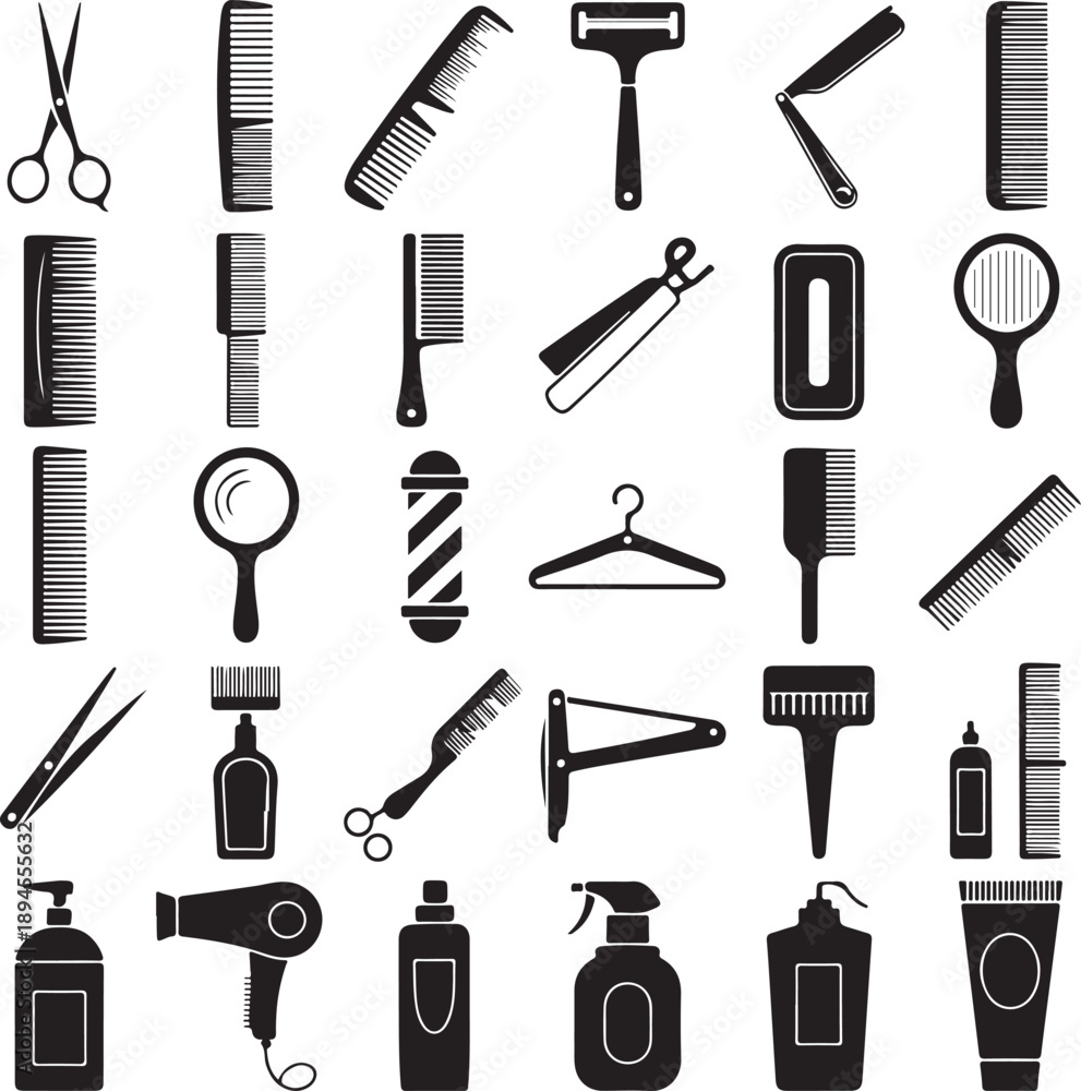 Obraz premium Barber Shop Icon Set (Bold outline version)