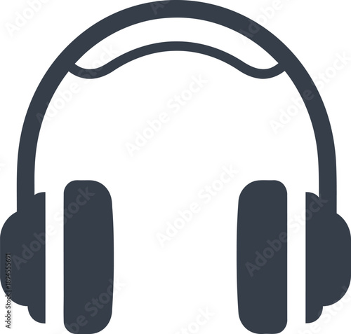 Vector illustration of a studio headset icon isolated on white, representing audio technology and stereo sound equipment for a DJ music player design