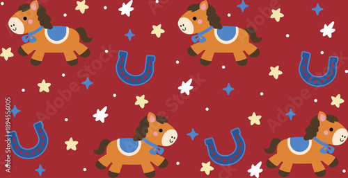 Cute hand drawn horse seamless pattern