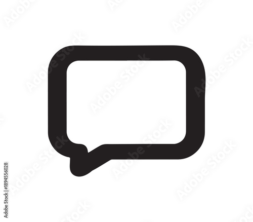 A simple black speech bubble icon on a white background