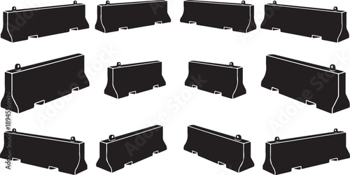 Collection of black rectangular objects on white background illustration