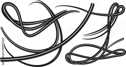 Abstract black lines tangled in a messy artistic composition