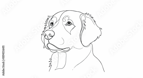 A simple line drawing of a dog's head in profile against a white background.