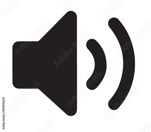 A black speaker icon on a white background