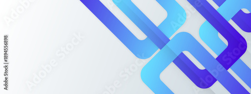 Contemporary blue and cyan interlaced geometric paths on a clean white background for network connectivity