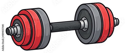 Hand drawn illustration of a dumbbell depicting gym equipment for health and workout