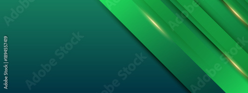 Vibrant green abstract background with diagonal shapes and subtle golden light highlights perfect for technology and ecology themes