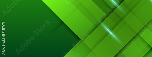 Fresh green abstract background with layered diagonal stripes and glowing geometric light effects