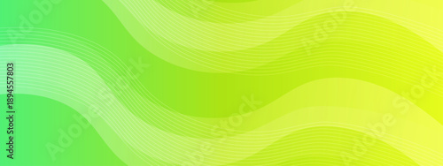 Refreshing lime green and yellow abstract background with soft fluid waves and thin white linear accents