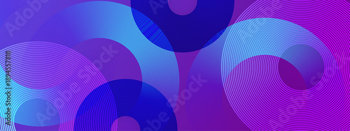 High tech digital background featuring deep blue and violet glowing circles with intricate linear patterns