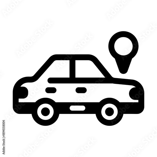 Glyph style icon showing a taxi service