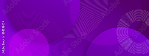 Deep purple abstract background featuring overlapping circles and white concentric line patterns
