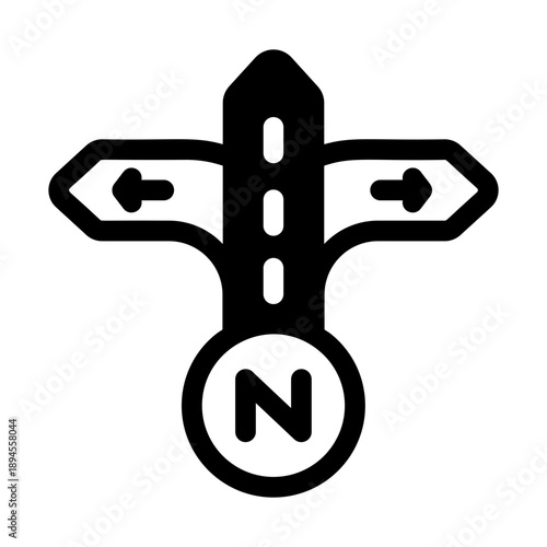 A line style icon showing north pointer