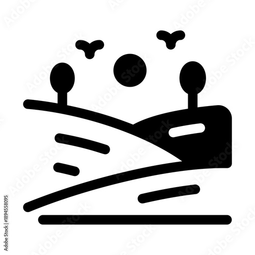 An outline style icon depicting meadow field