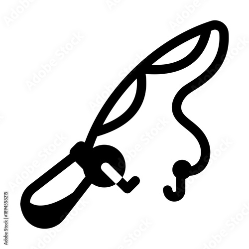 A linear style icon representing fishing rod