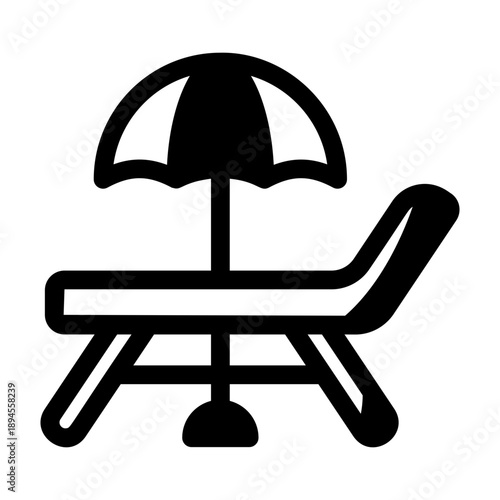 An outline style icon depicting beach chair