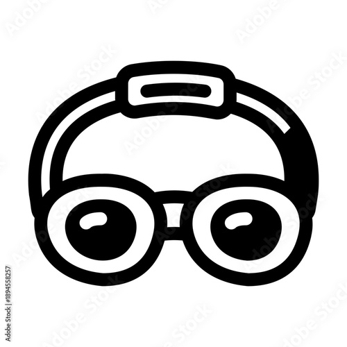 Glyph style icon showing a swim goggles