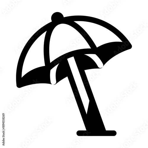 Glyph style icon showing a sun umbrella