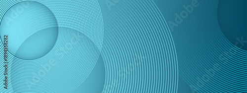 Elegant teal background featuring large overlapping circles and intricate white line patterns