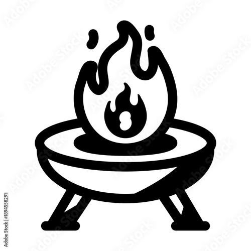 A linear style icon representing fire pit