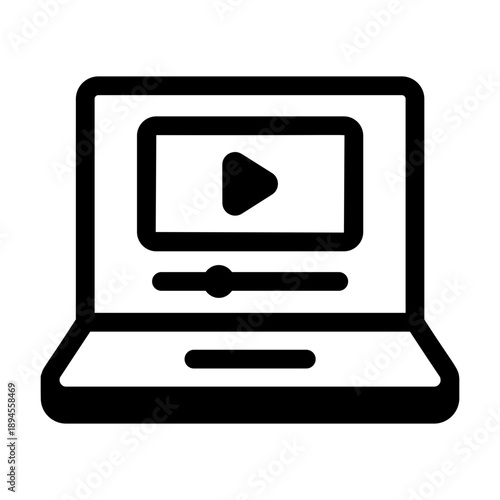 A linear style icon showing a video lecture