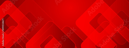Vibrant red background with overlapping transparent square shapes