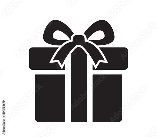 A black gift box with a ribbon on a white background