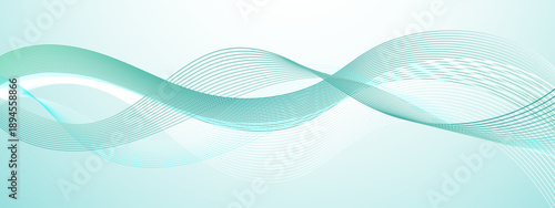 Fluid motion background with cyan and teal flowing wave lines on white gradient
