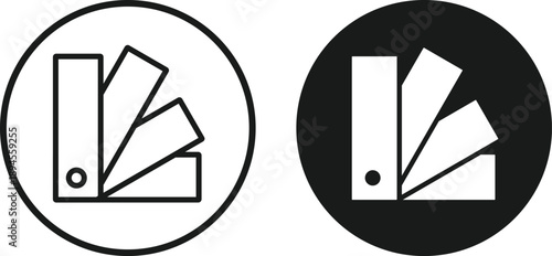 Swatchbook icon set. Color palette and guide symbols. Printing industry symbols. Digital art and layout signs
