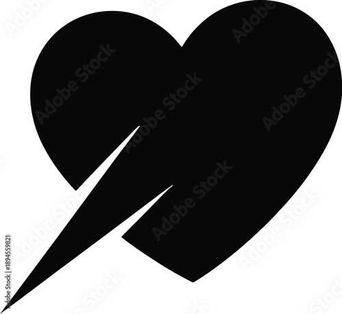 Broken heart symbol on white background