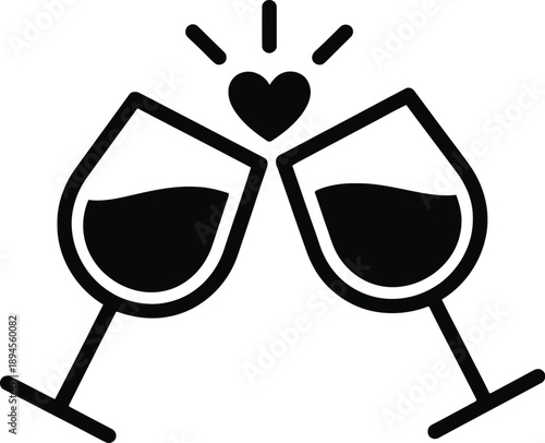 Cheers to love with wine glasses