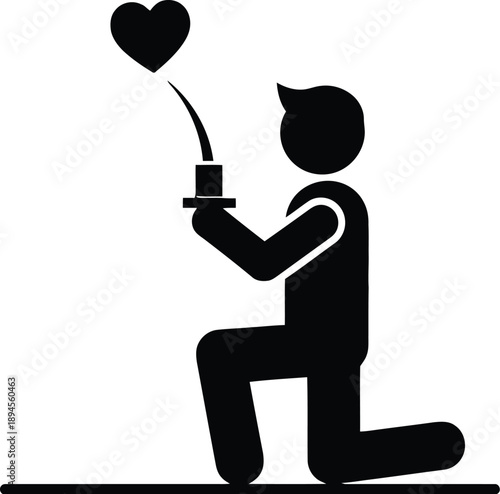 Man proposing to woman with heart shaped balloon