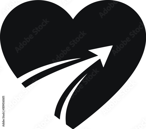 Black heart logo with arrow symbolizing love and direction