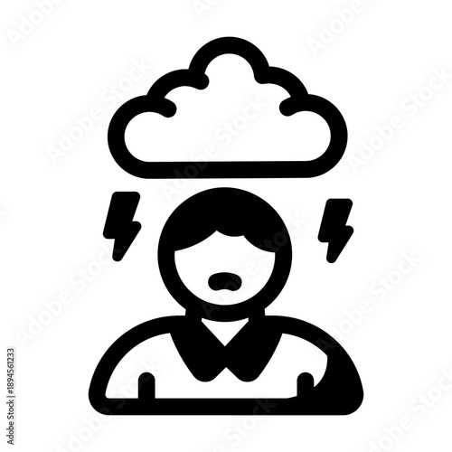 A linear style icon showing anxiety concept