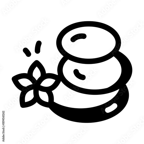 Glyph style icon representing spa stones