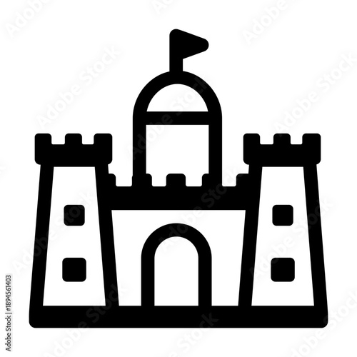 A linear style icon showing a historic castle