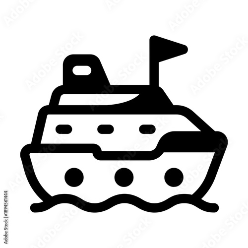 Glyph style icon representing a cruise journey