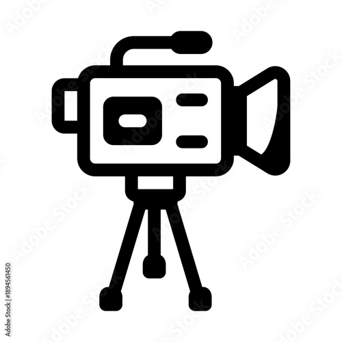 A linear style icon showing a video camera