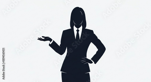 Businesswoman Presenting on Isolated White Background