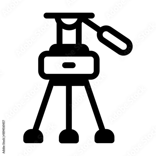 Glyph style icon representing a camera tripod