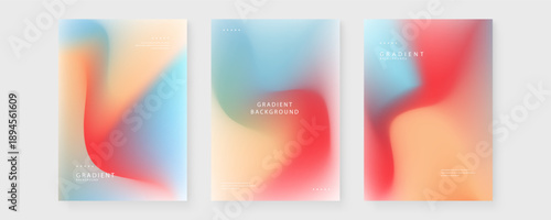 Collection of three artistic posters featuring warm orange and cool blue fluid gradients for creative layouts