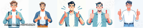 VECTOR OF A MAN RAISING THUMBS UP ON A WHITE BACKGROUND FLAT DESIGN