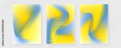 Collection of vertical poster templates with vibrant liquid mesh color