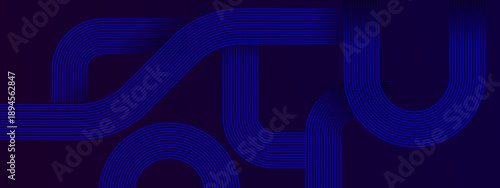 Futuristic blue geometric lines on dark background representing digital connectivity and circuits