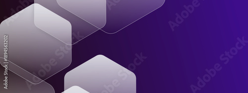 Premium purple background with transparent glass hexagon shapes and light effects