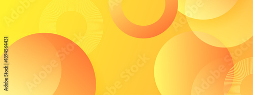 Vibrant orange and yellow gradient background featuring layered circular shapes and fine line patterns for tech or creative design