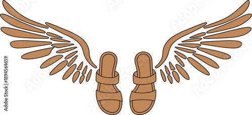 Brown Winged Sandals Icon On A White Background shoes footwear