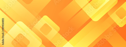 Bright orange and yellow abstract background with dynamic layered squares and warm sunburst gradients